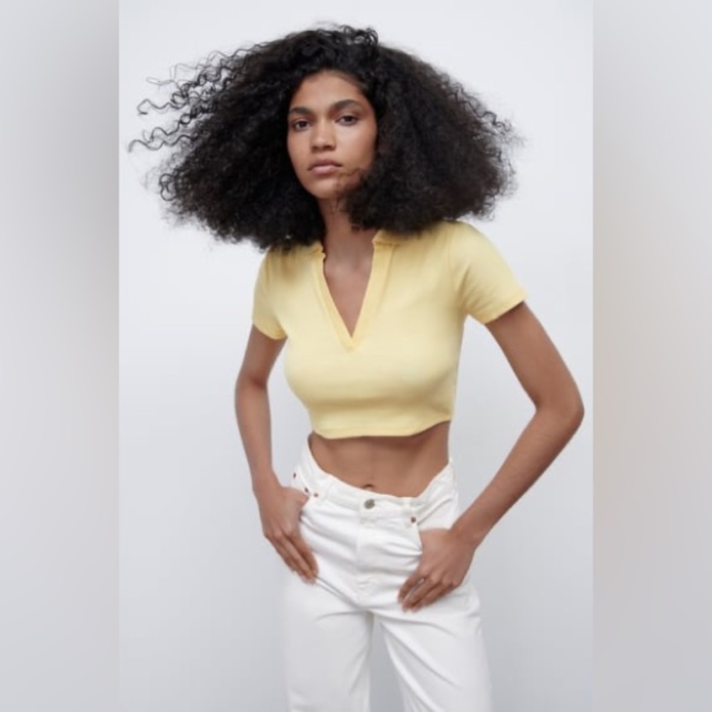gold Zara cropped polo